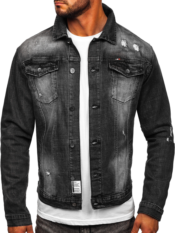Herren Jeansjacke Schwarz Bolf MJ511G